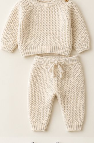 Conjunto tejido crema